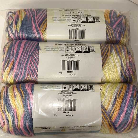 Caron Simply Soft PaintsYarn Lot of 3 BABY BRIGHTS #4 Medium 100% Acrylic 275yds - Picture 3 of 4